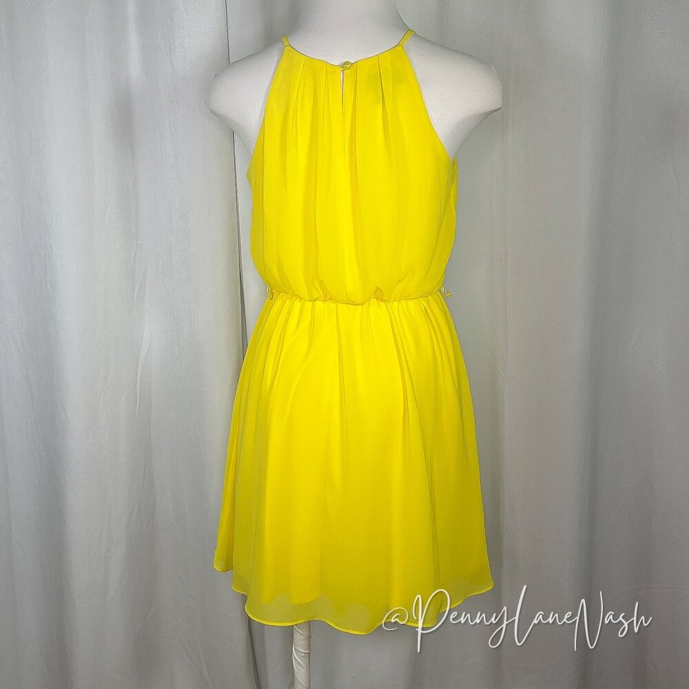 BCX Yellow Chiffon Halter Neck Mini Dress - Picture 8 of 11